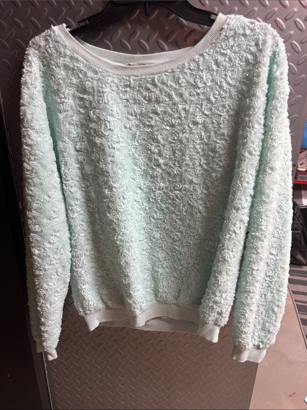 eyelash couture Mint Green Loop-Texture Crew Sweater